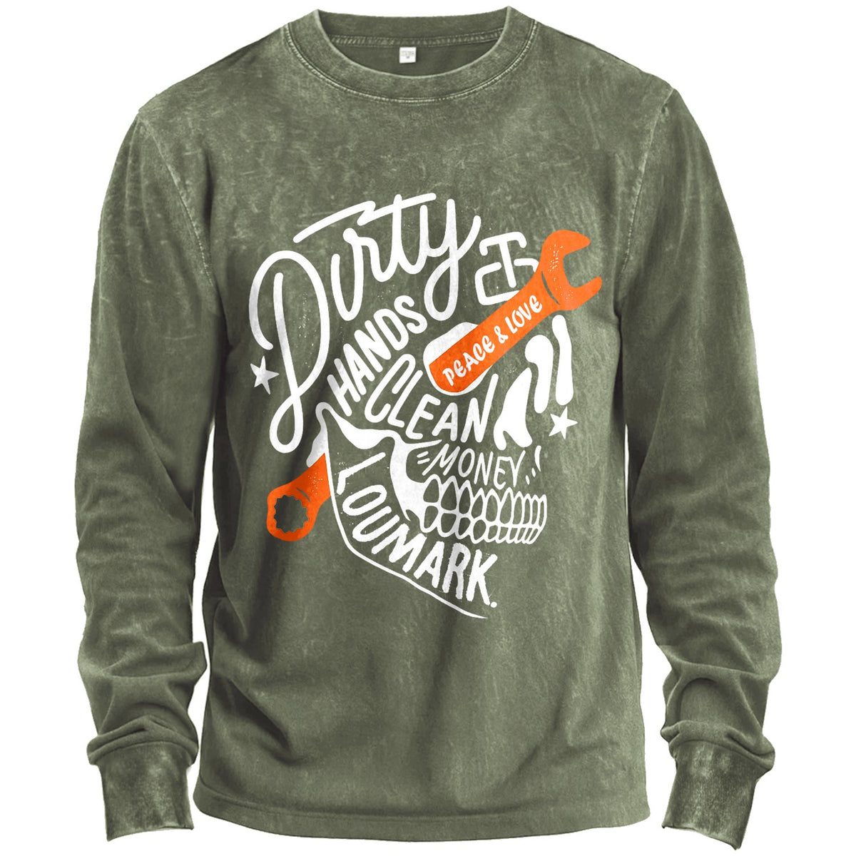 LouMark workwear graphic long-sleeve tee in army green